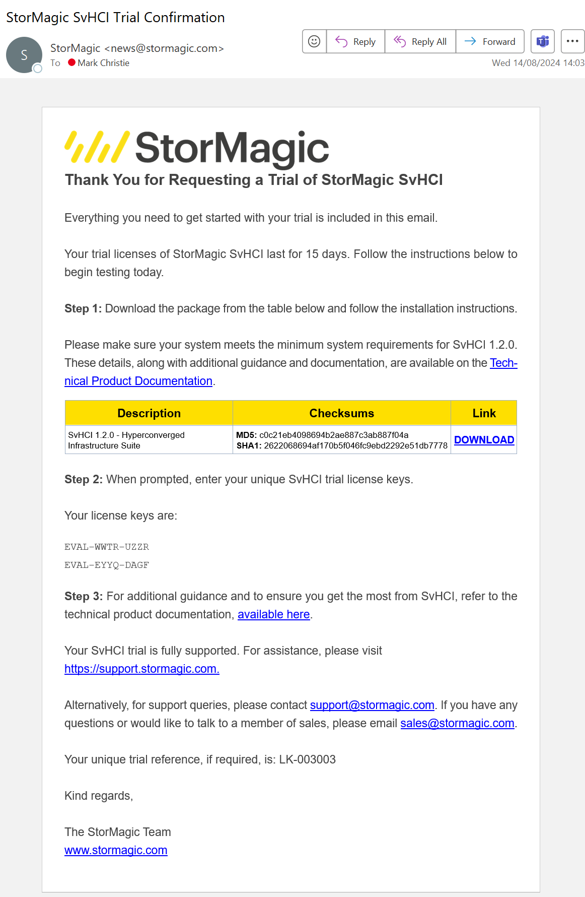 SvHCI trial email