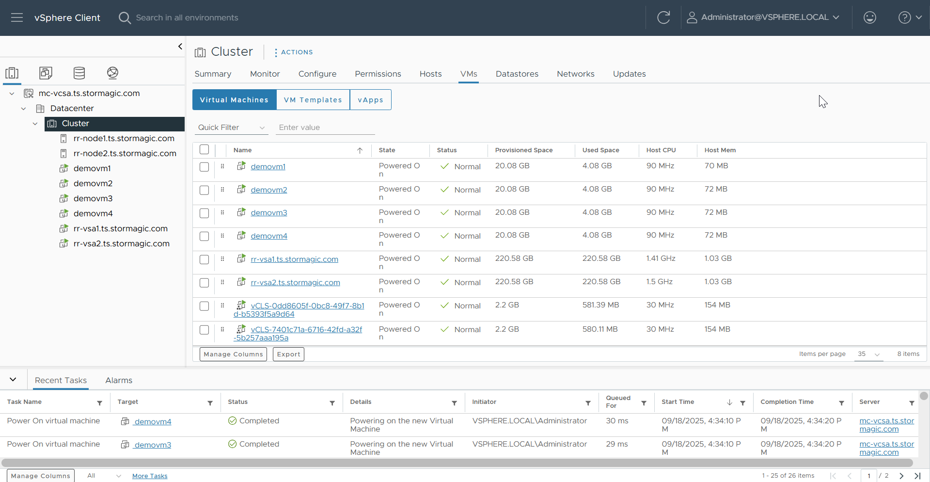VMware Cluster / Virtual Machines (sle1)