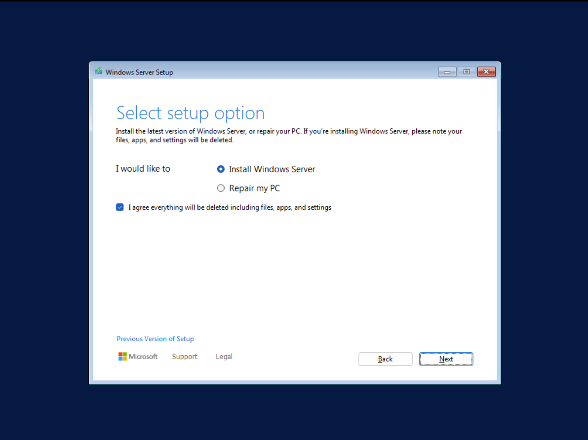 Selecting setup option (sle14)