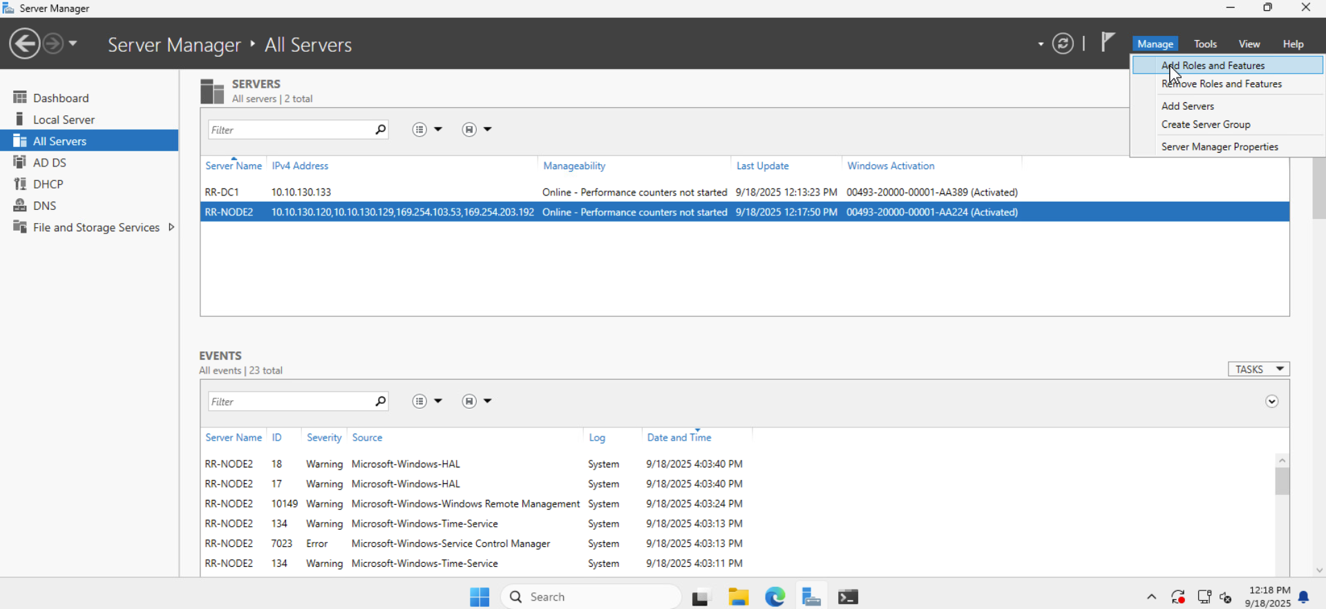 Server Manager add roles and features (sle23)
