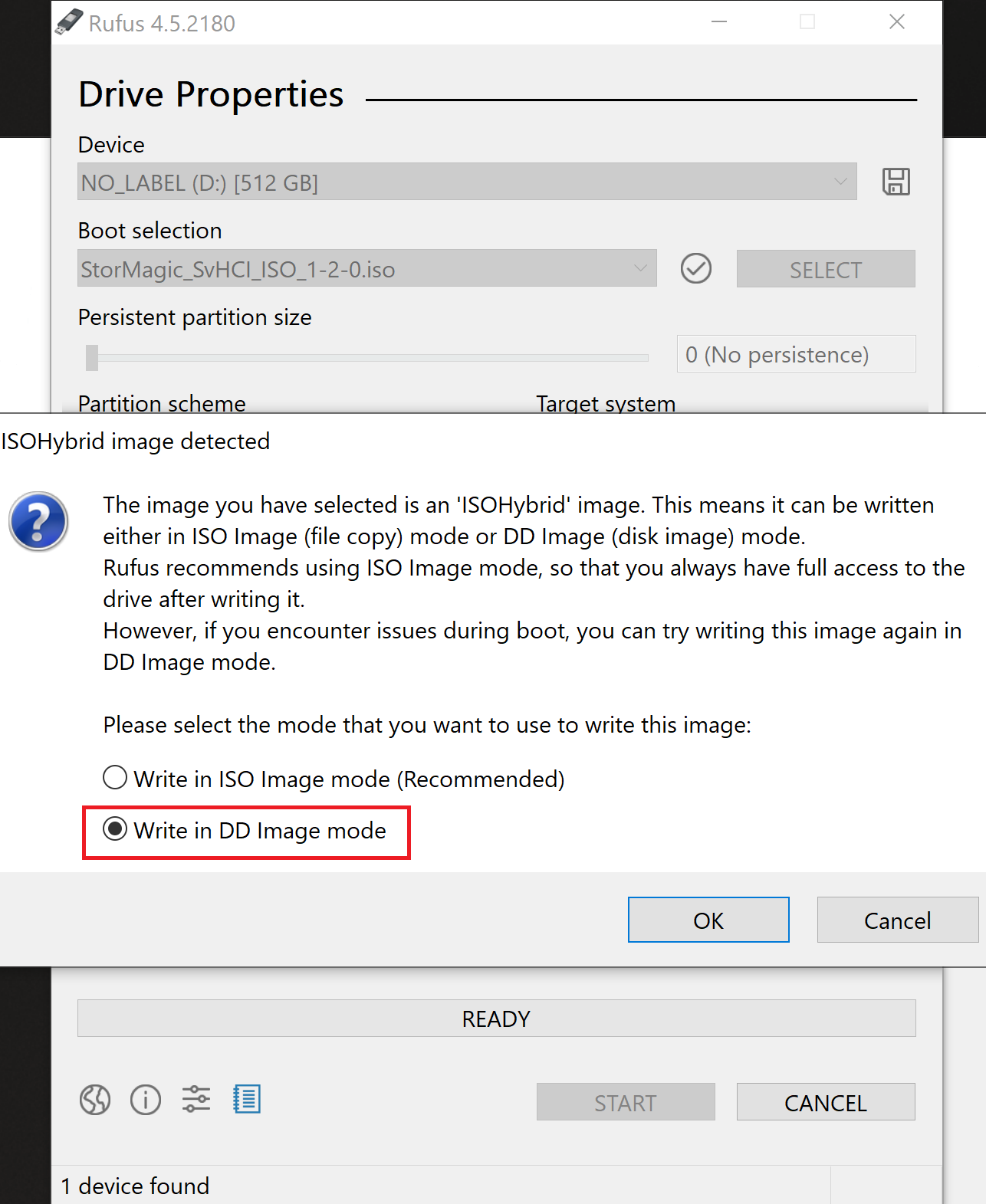 DD mode selection