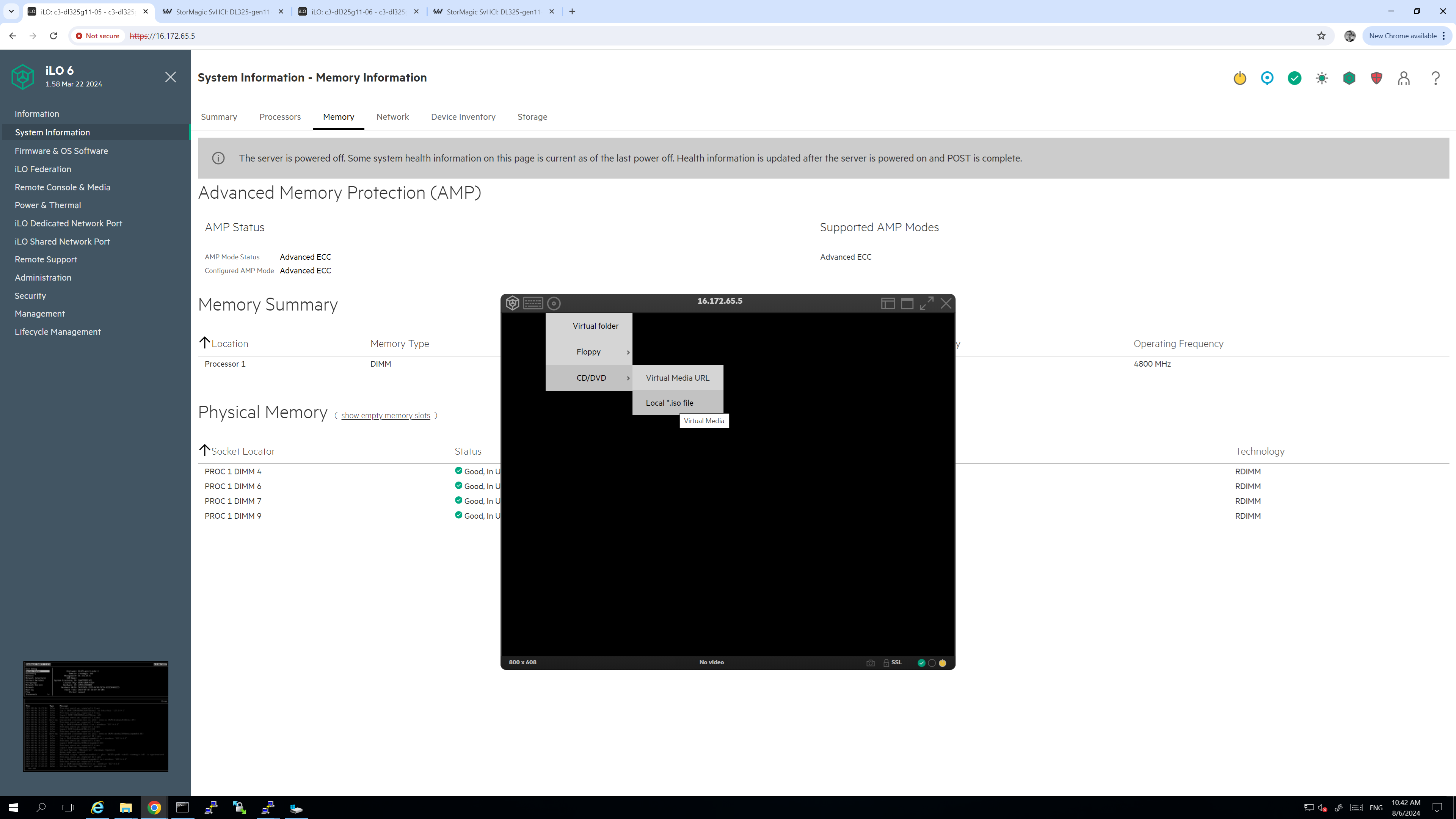 Connect to the iLO and mount the ISO