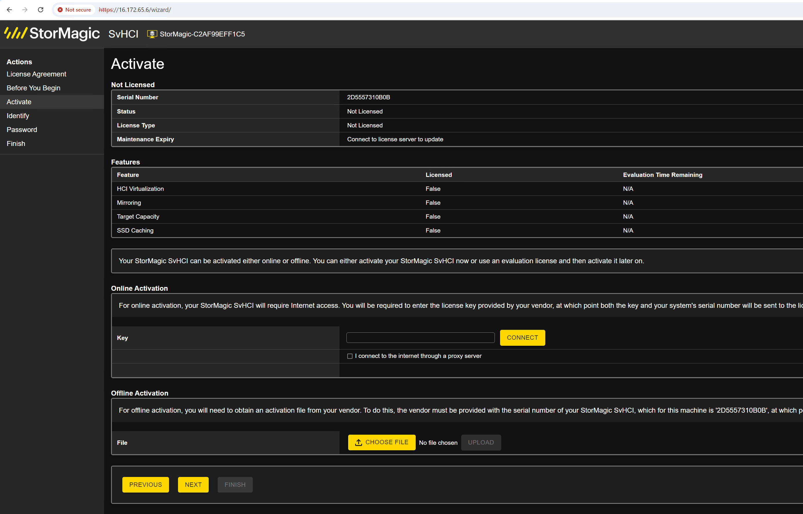 Licensing screen