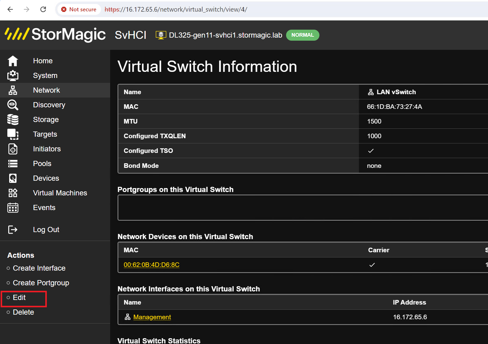 Edit vSwitch