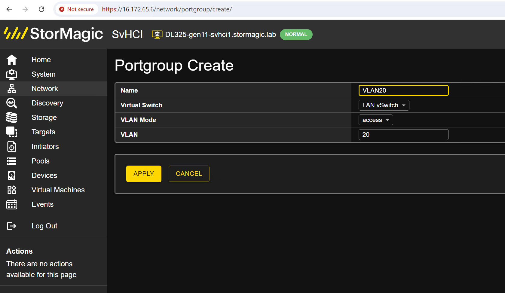 VLAN port group example