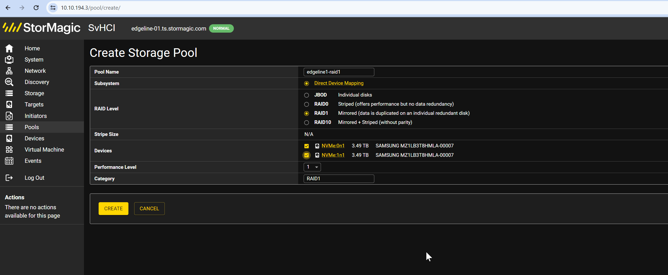 Software RAID storage pool