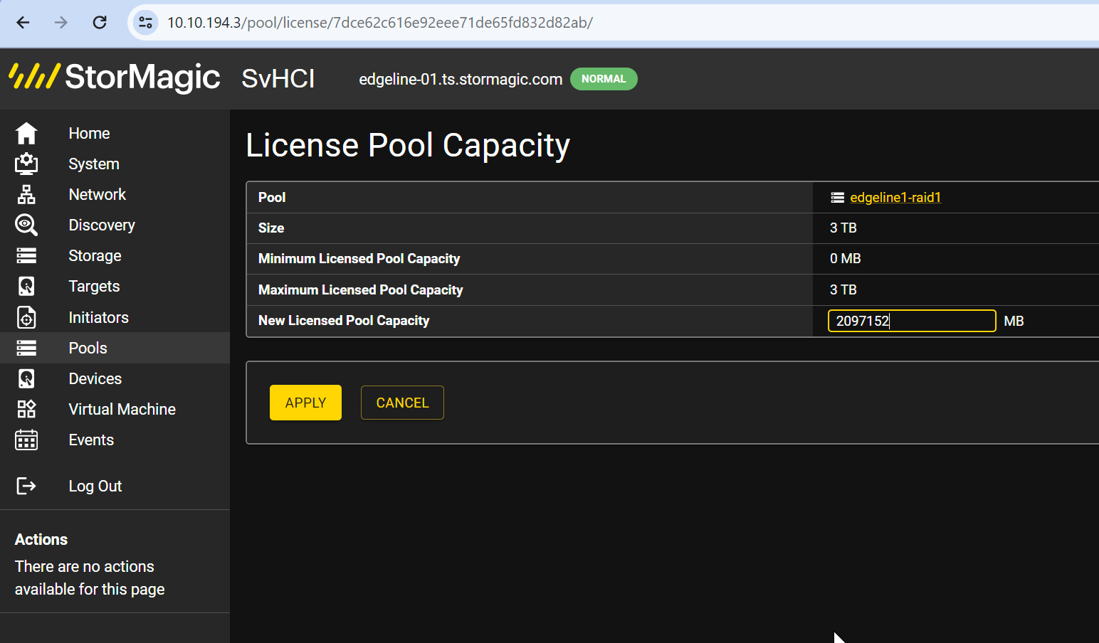 License Pool Capacity option