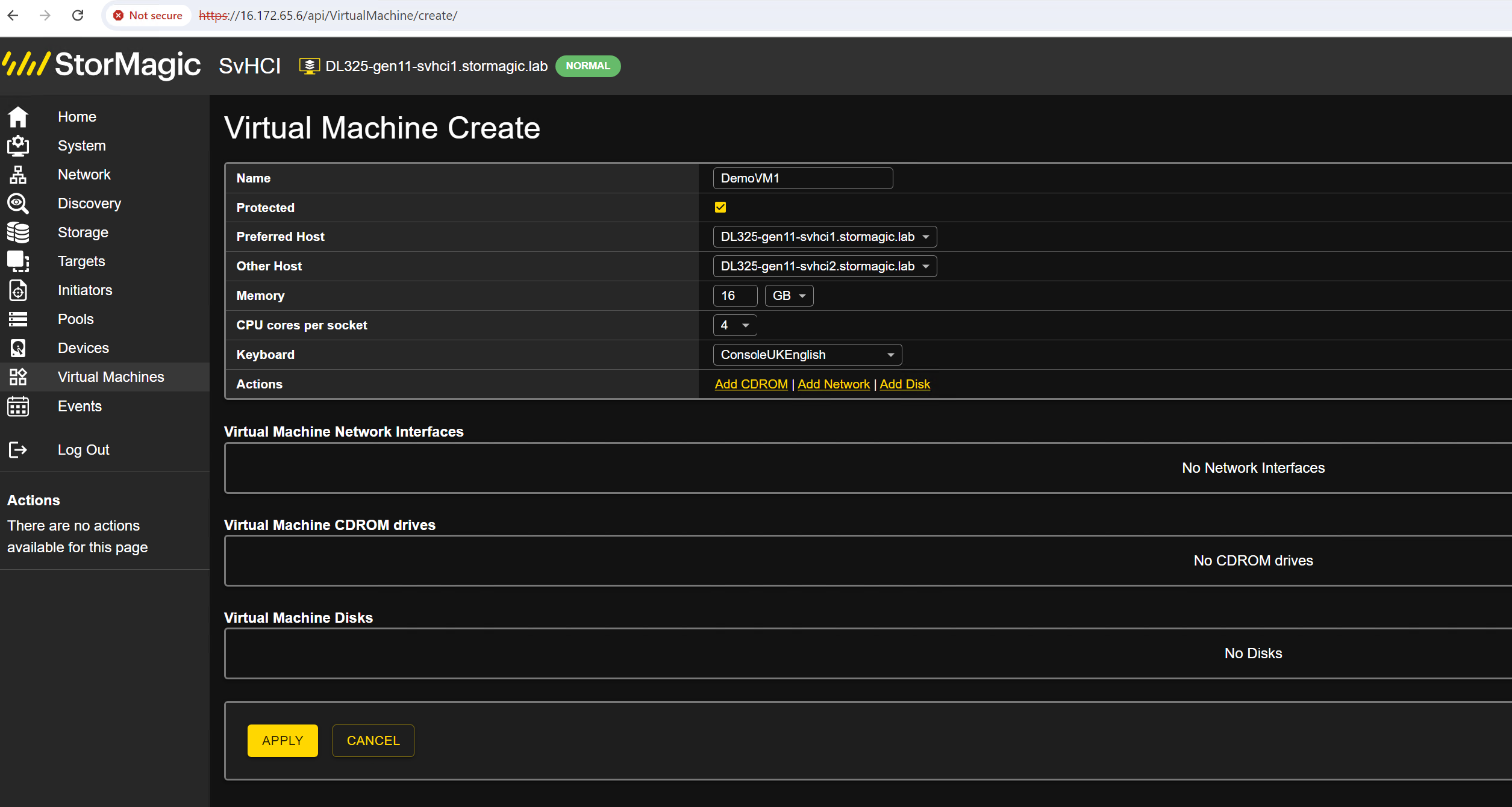 Define VM configuration