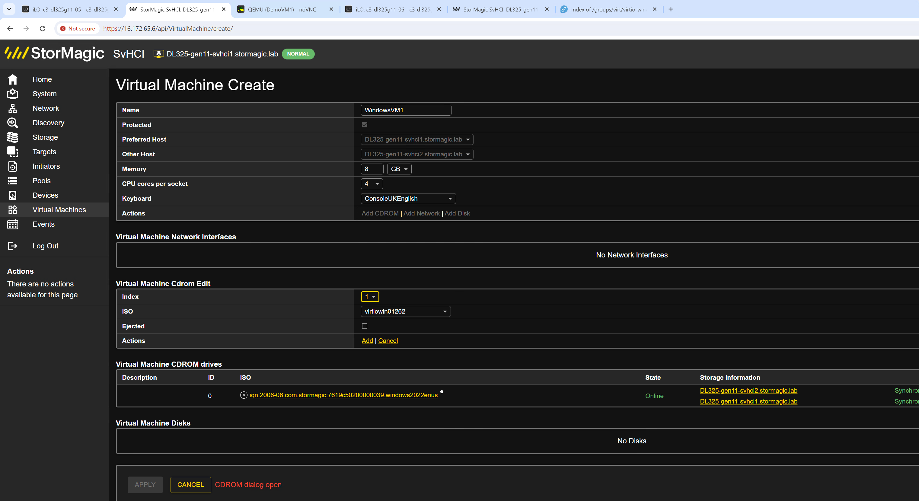 Create Windows Guest with both ISOs attached