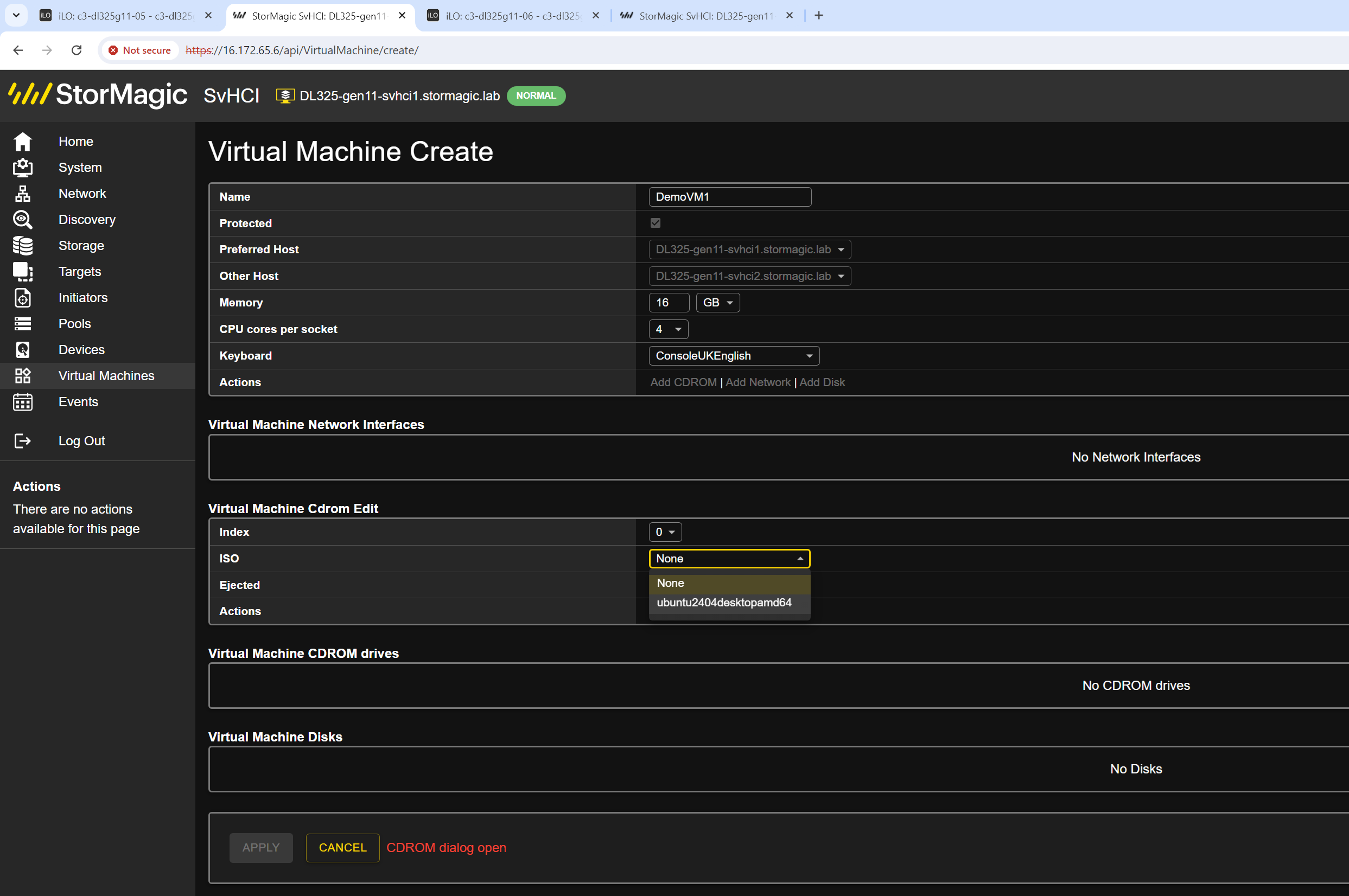 Add CDROM and select ISO