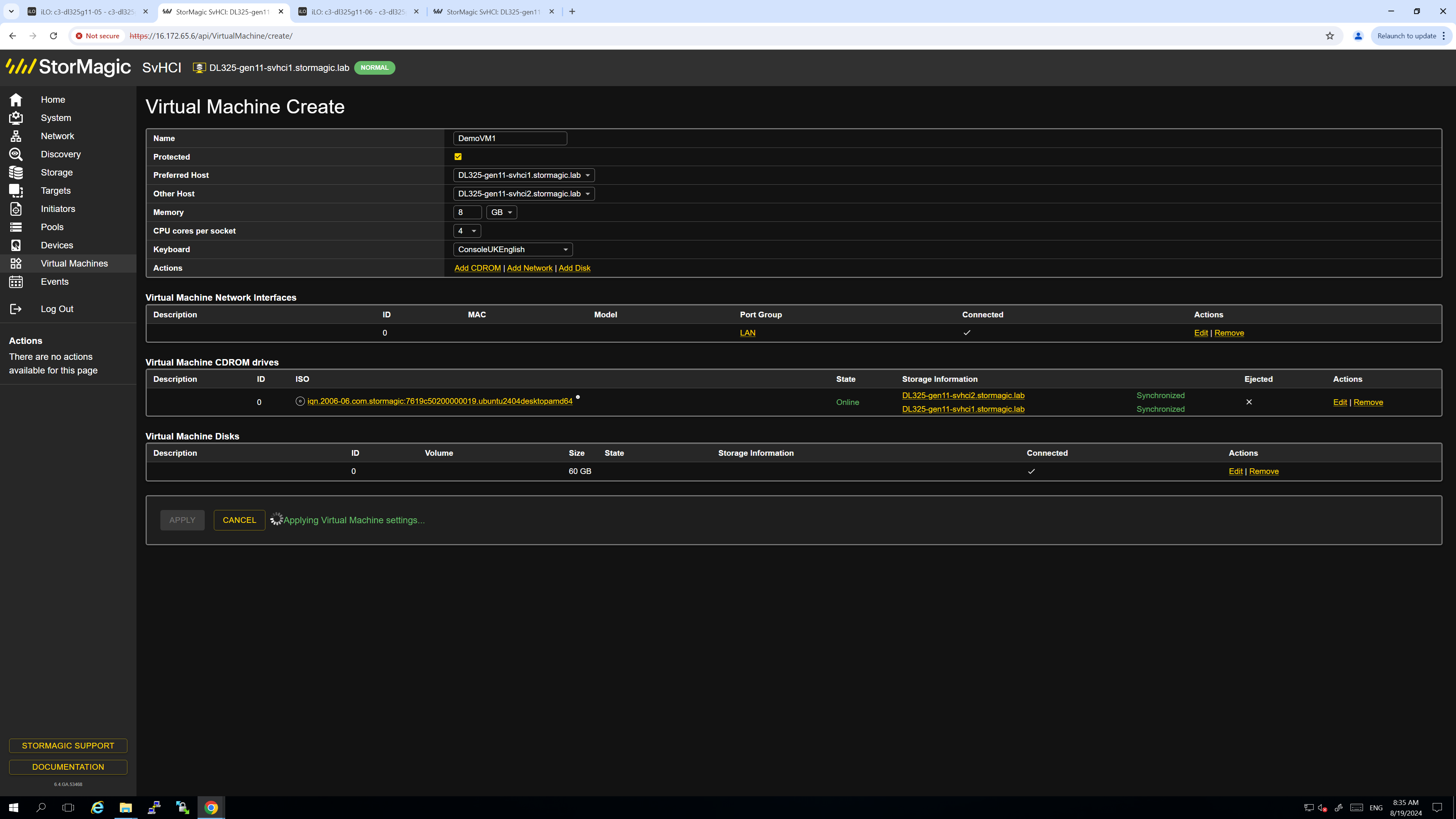 Apply to create the VM