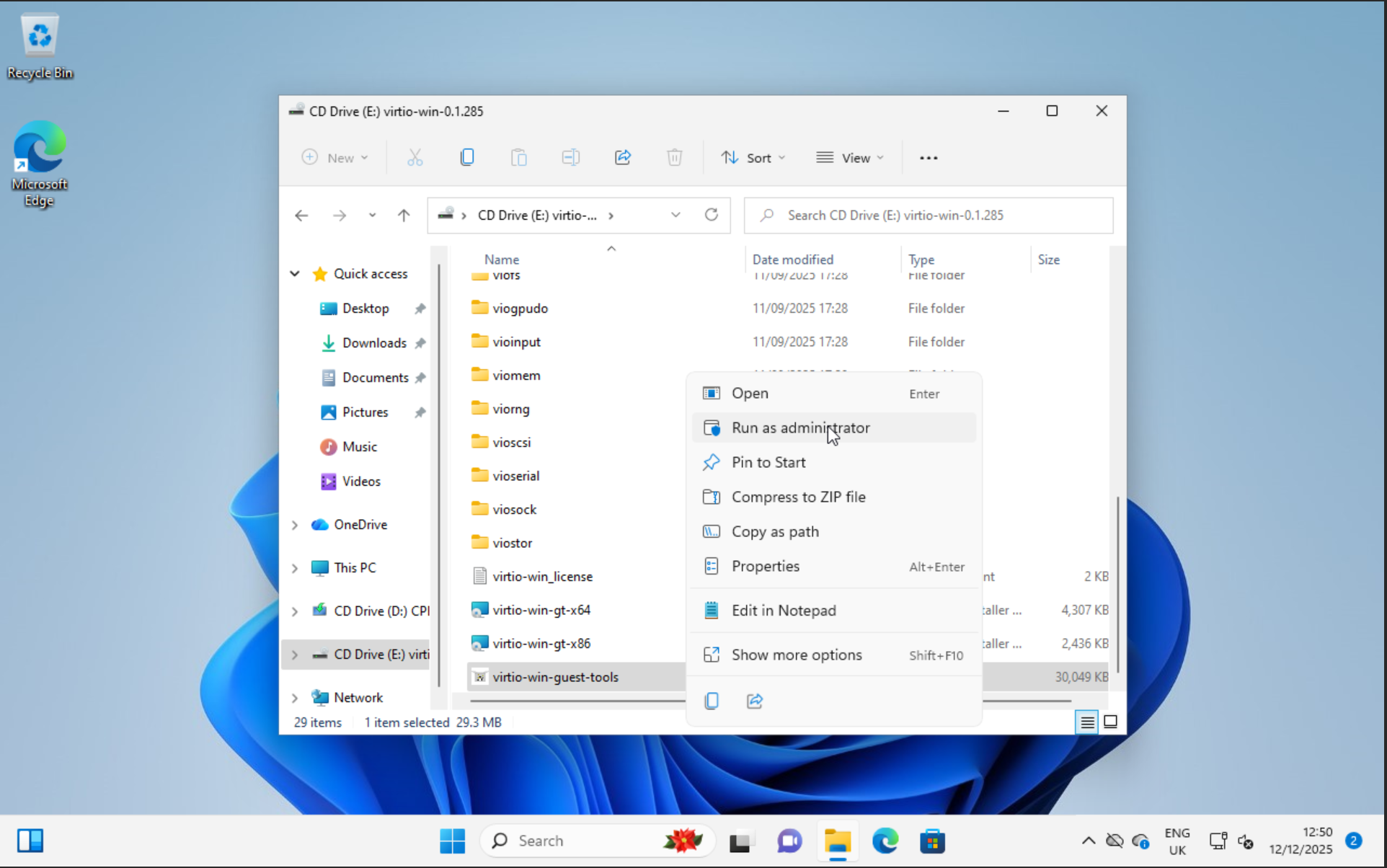 Run the installer executable