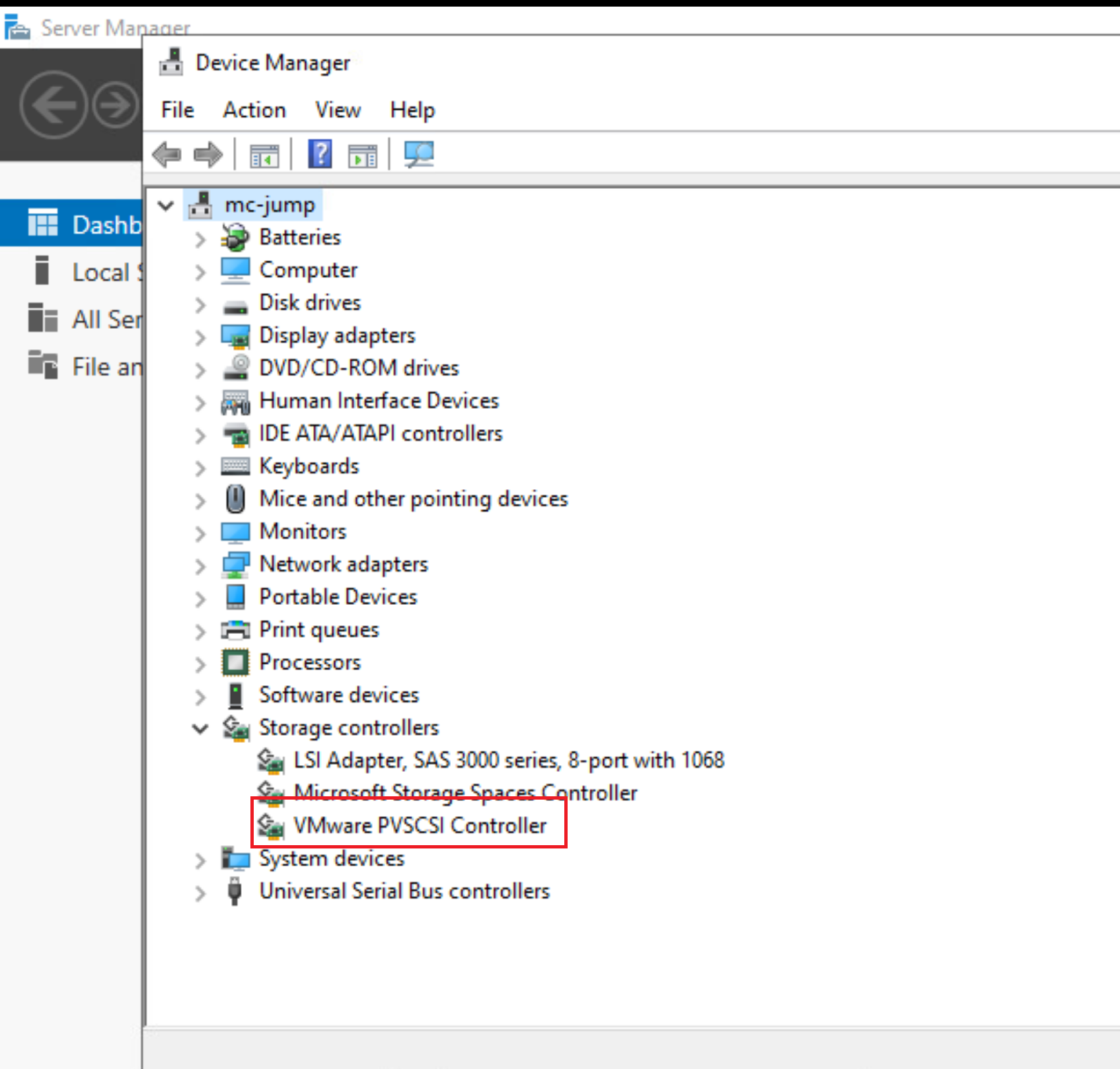 PVSCSI visible in Device Manager
