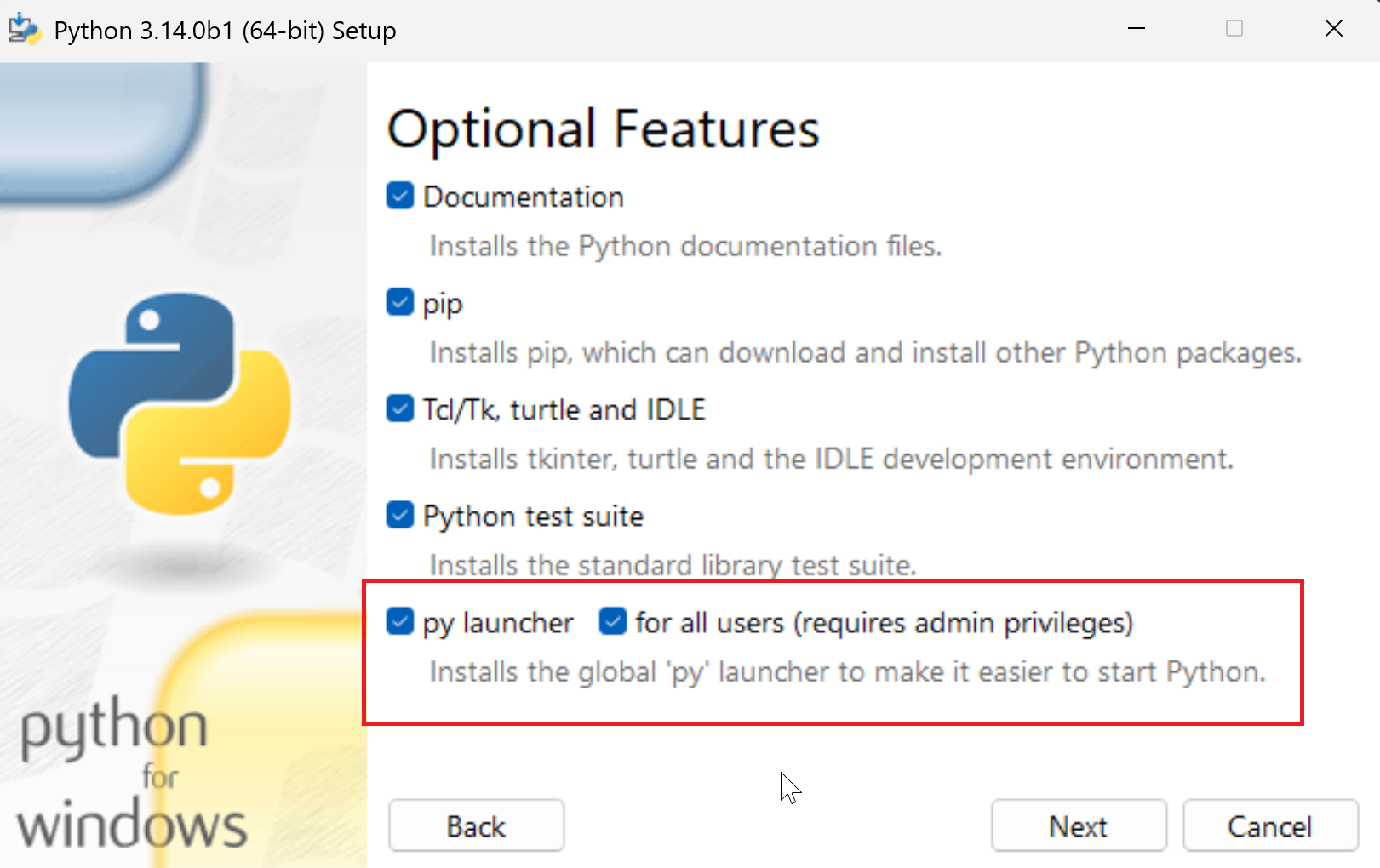 Select py launcher