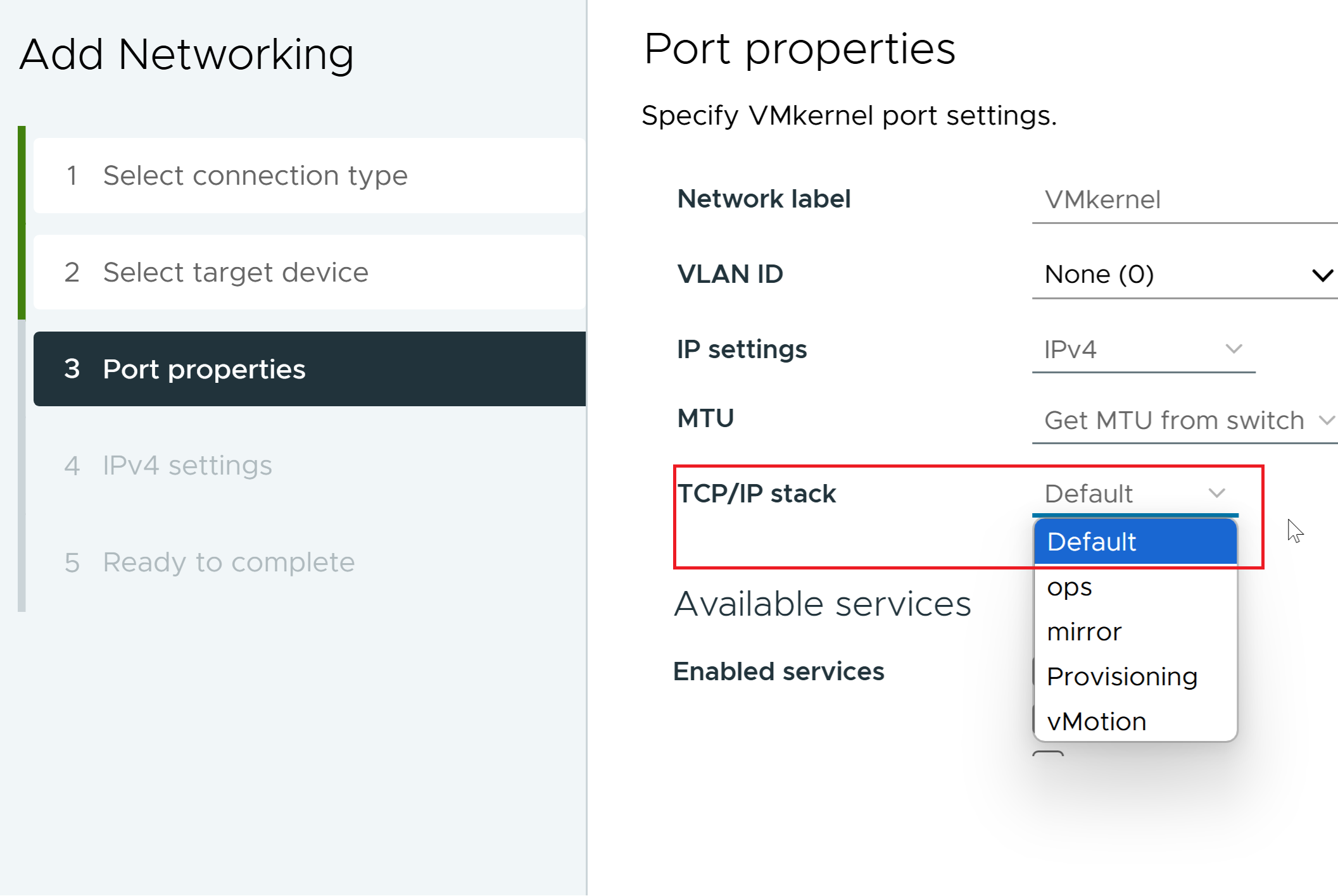 Default TCP IP Stack configuration