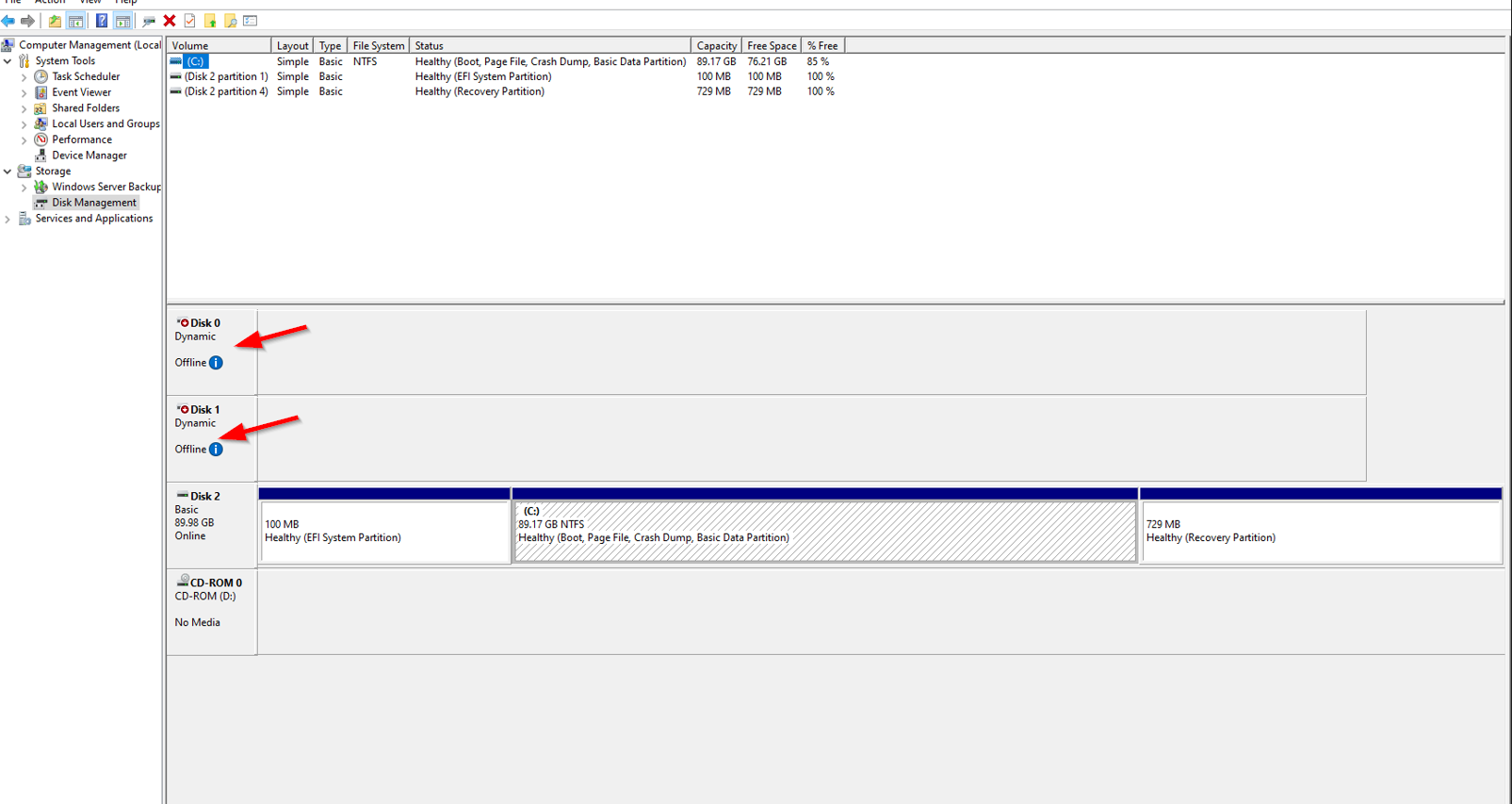 Spanned disk post import