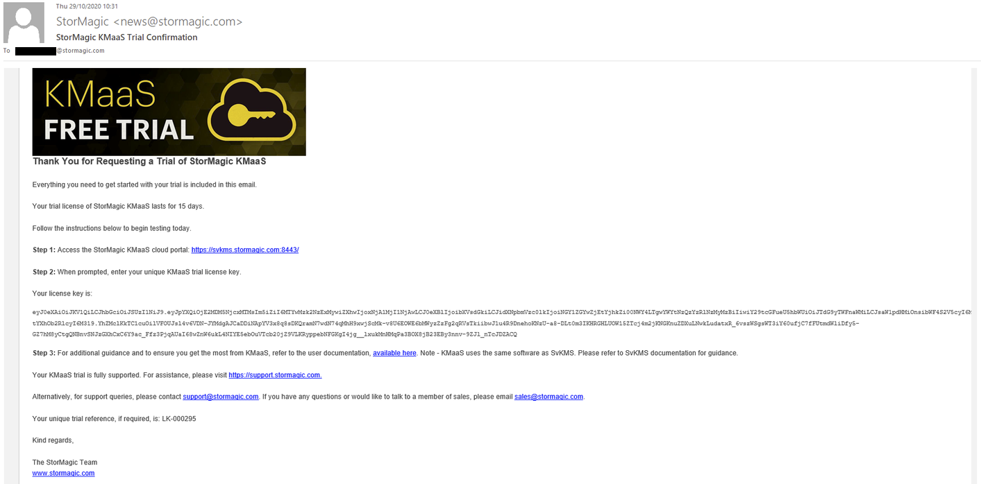 KMaaS trial email