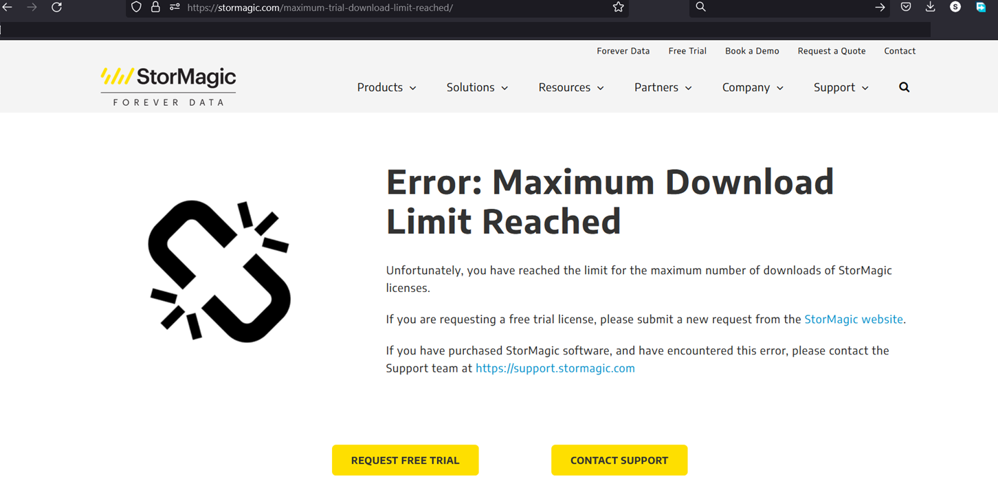 Expired or unavailable trial download link