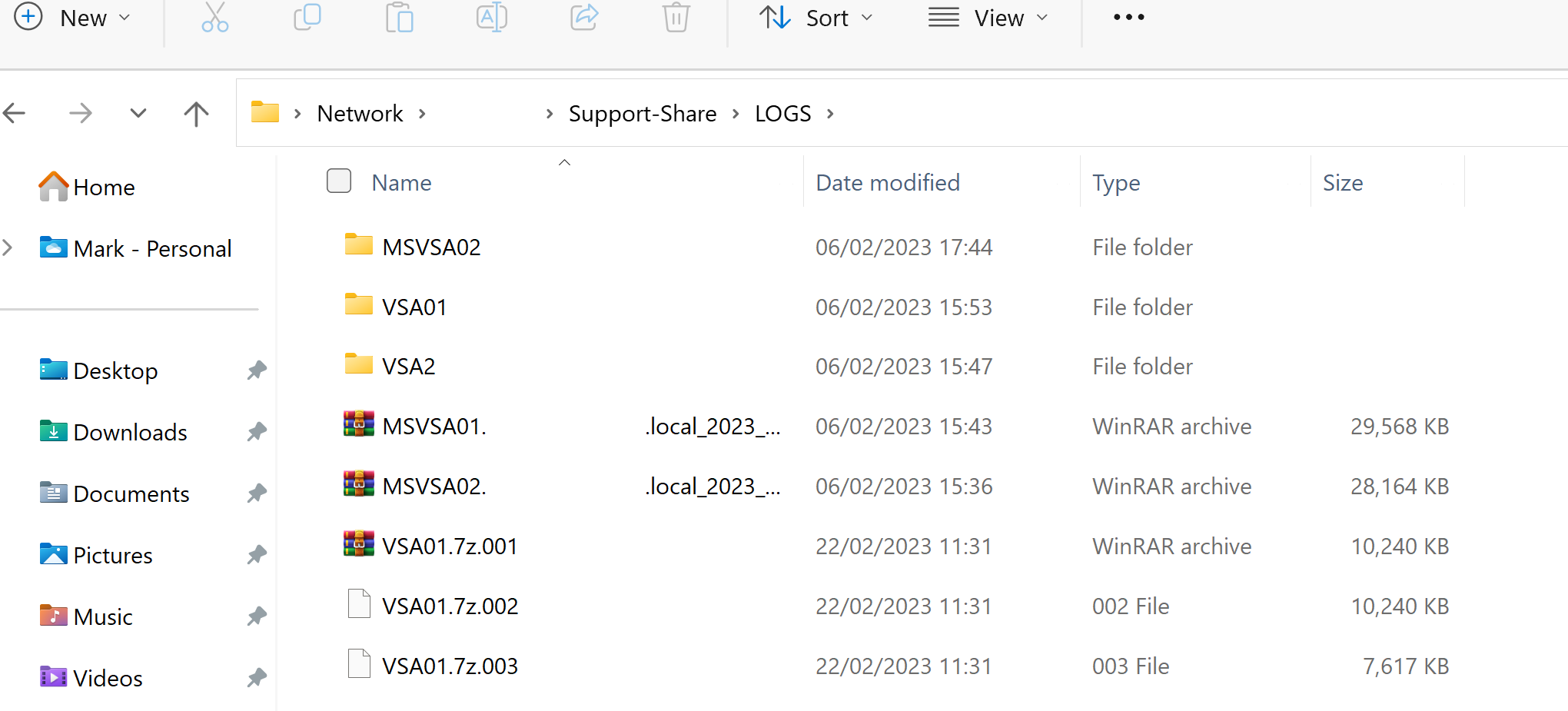 Completed split archive files